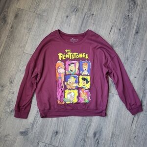 Hanna Barbera The Flinstones Sweatshirt Maroon {XL}